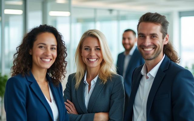 Deep Pocket Guides advisory team, diverse and professional, smiling in a modern Boston office